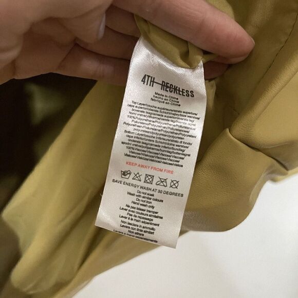 4th & Reckless Karlo Oversize Faux Leather yellow mustard Blazer Jacket Medium - Picture 4 of 5